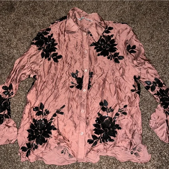Zara Embroidered Sequin Blouse - Picture 2 of 6